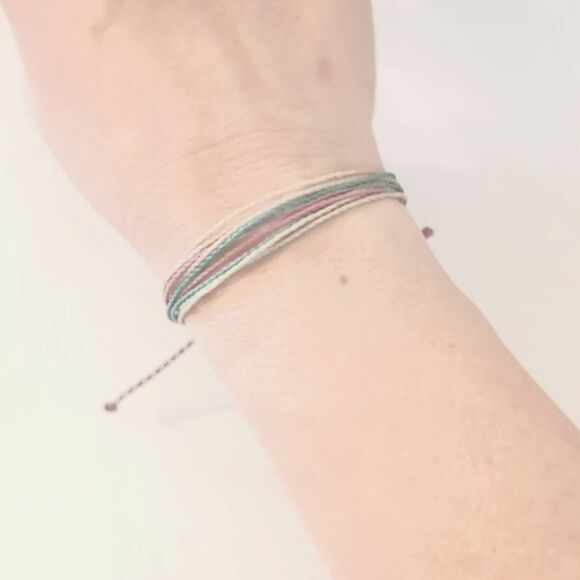 798 Pura Vida Blue Pink Yellow‎ Multi Strand Adjustable Slider Bracelet - Picture 1 of 4